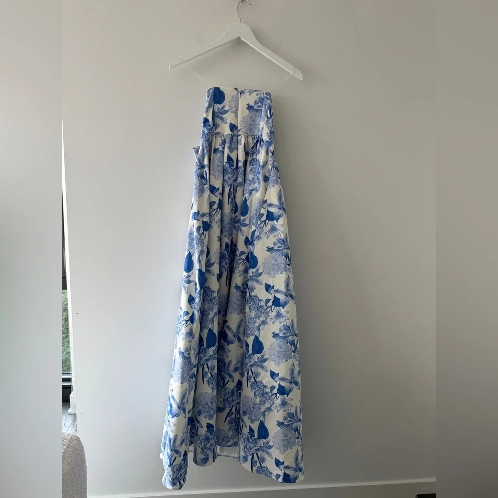 SACHIN & BABI Isabeau Floral Strapless Blue Gown 2 - Picture 9 of 9